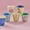 Rice Melamine Beker set van 6 Funky Prints Blue Rice Melamine Beker set van 6 Funky Prints Blue