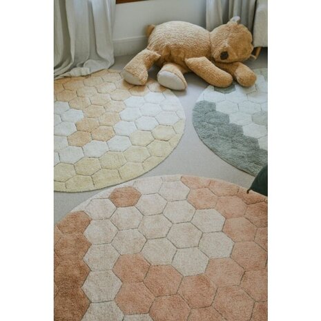 Lorena Canals Wasbaar vloerkleed Rond Honingraat Rose Lorena Canals Wasbaar vloerkleed Rond Honingraat Rose