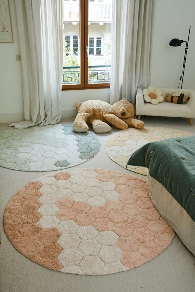 Lorena Canals Wasbaar vloerkleed Rond Honingraat Salie Lorena Canals Wasbaar vloerkleed Rond Honingraat Salie