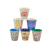Rice Melamine Beker set van 6 Funky Prints Blue Rice Melamine Beker set van 6 Funky Prints Blue