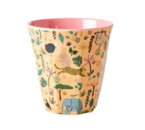 Rice Melamine Beker Pink Jungle Medium Rice Melamine Beker Pink Jungle Medium