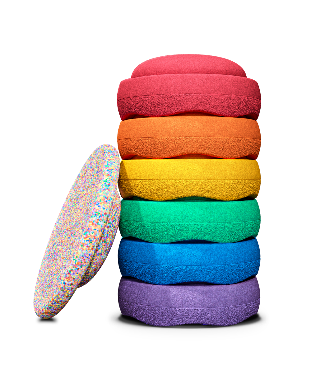Super Confetti Regenboog Classic Bundel 6 stapelsteen + balanceboard afbeelding