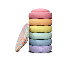 Stapelstein Super Confetti Regenboog Pastel Bundel 6 stapelsteen + balanceboard Stapelstein Super Confetti Regenboog Pastel Bundel 6 stapelsteen + balanceboard