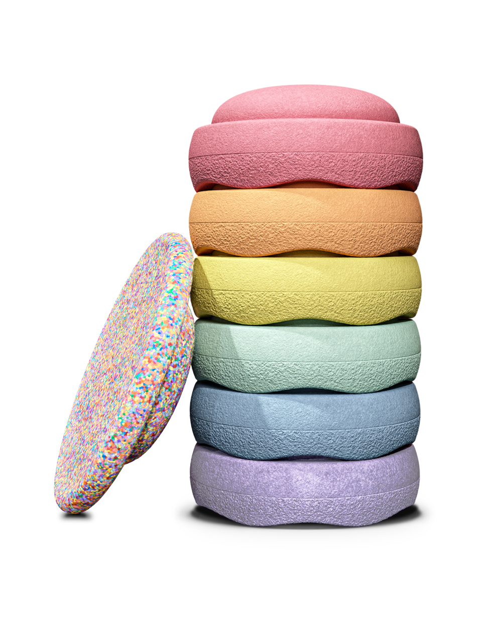 Super Confetti Regenboog Pastel Bundel 6 stapelsteen + balanceboard afbeelding