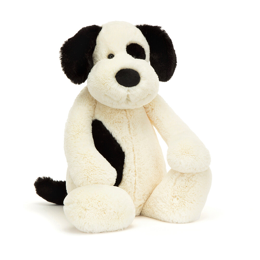 Jellycat Knuffel Bashful Black & Cream Puppy really big Jellycat Knuffel Bashful Black & Cream Puppy really big