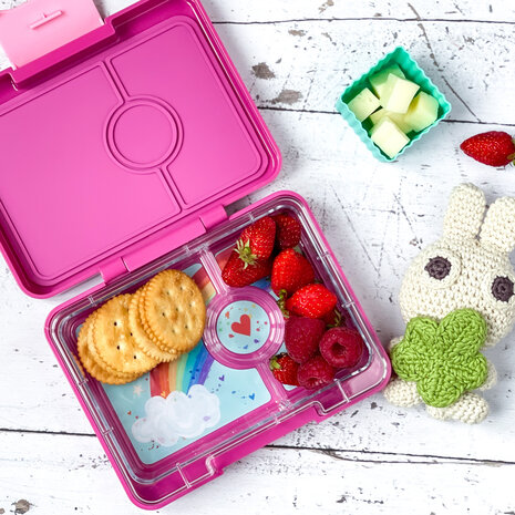 Yumbox Snack 3 vakken Power Pink Rainbow Tray Yumbox Snack 3 vakken Power Pink Rainbow Tray