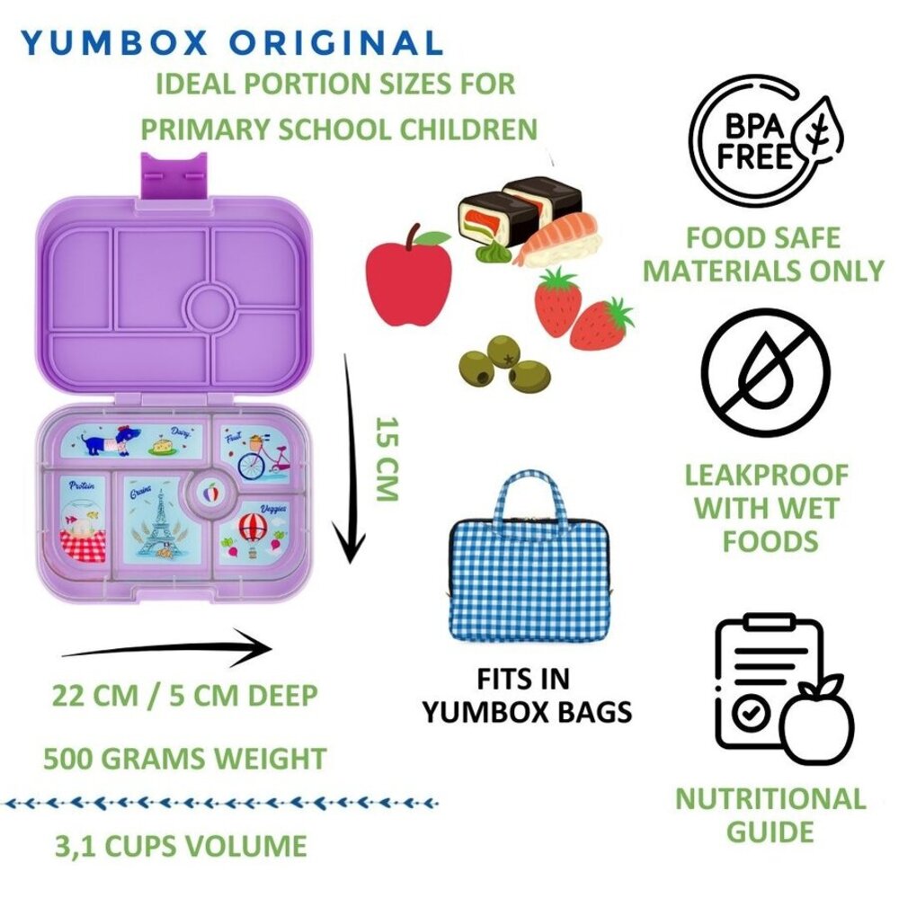 Yumbox Yumbox Original 6-vakken Matcha Green Funny Monsters Tray Yumbox Yumbox Original 6-vakken Matcha Green Funny Monsters Tray