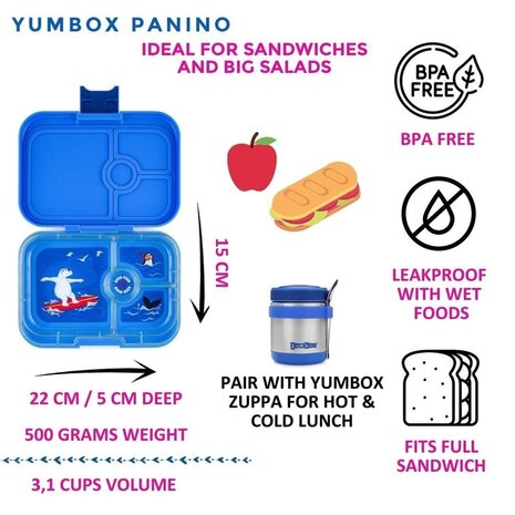Yumbox Yumbox Panino 4 vakken Monte Carlo Blue Race Cars Yumbox Yumbox Panino 4 vakken Monte Carlo Blue Race Cars