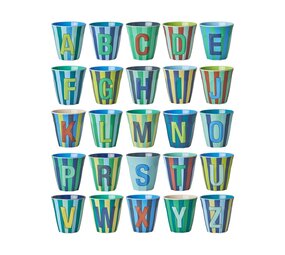 Rice Beker - Medium - Alfabet Multicolor Blauw