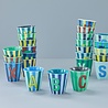 Rice Melamine Beker - Medium - Alfabet Multicolor Blauw Rice Melamine Beker - Medium - Alfabet Multicolor Blauw