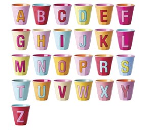 Rice Beker - Medium - Alfabet Roze