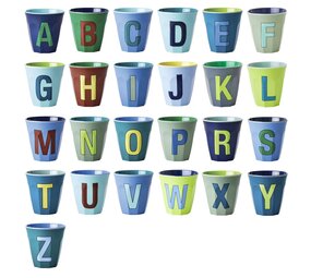 Rice Melamine Beker Alfabet Blauw Rice Melamine Beker Alfabet Blauw
