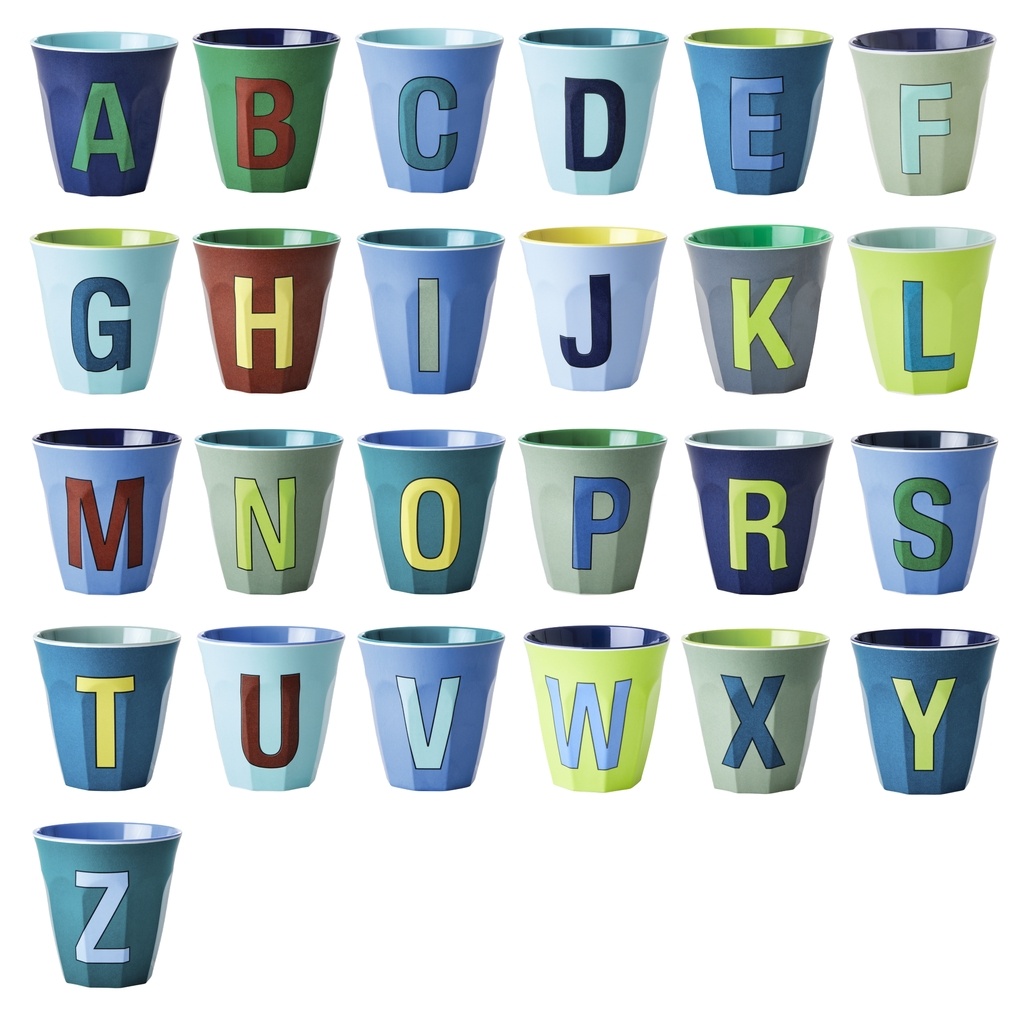 Melamine Beker Alfabet Blauw afbeelding