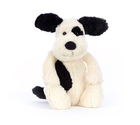Jellycat Knuffel Bashful Black & Cream Puppy Small Jellycat Knuffel Bashful Black & Cream Puppy Small