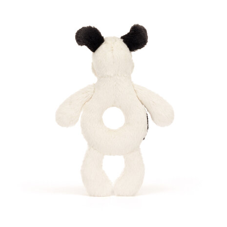 Jellycat Bashful Black & Cream Puppy Ring Rattle Jellycat Bashful Black & Cream Puppy Ring Rattle