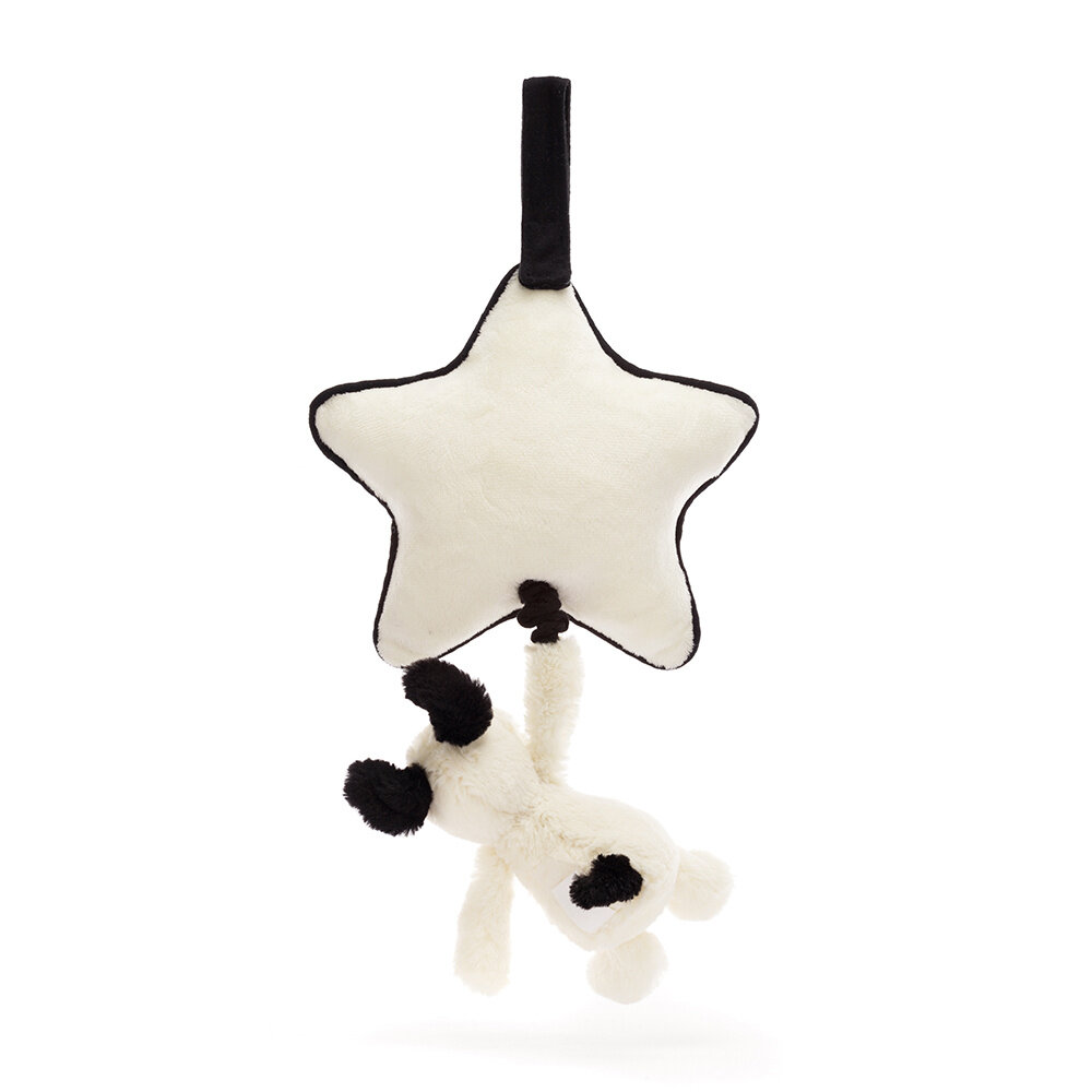 Jellycat Bashful Black & Cream Puppy Musical Pull Jellycat Bashful Black & Cream Puppy Musical Pull
