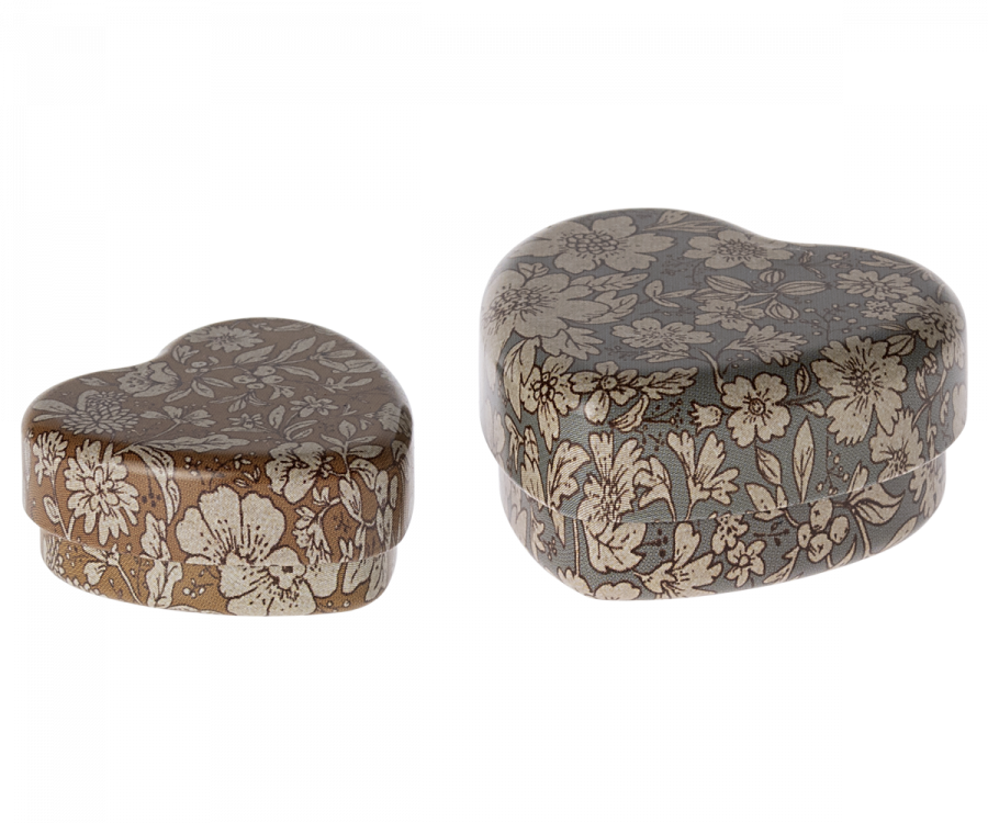 Bewaardoosje Metal Heart Box Blue Ocher Blossom 2 stuks afbeelding