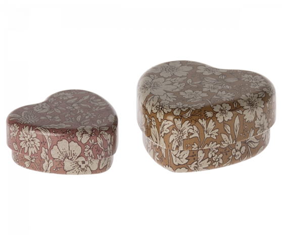 Maileg Bewaardoosje Metal Heart Box Ocher Heather Blossom 2 stuks Maileg Bewaardoosje Metal Heart Box Ocher Heather Blossom 2 stuks