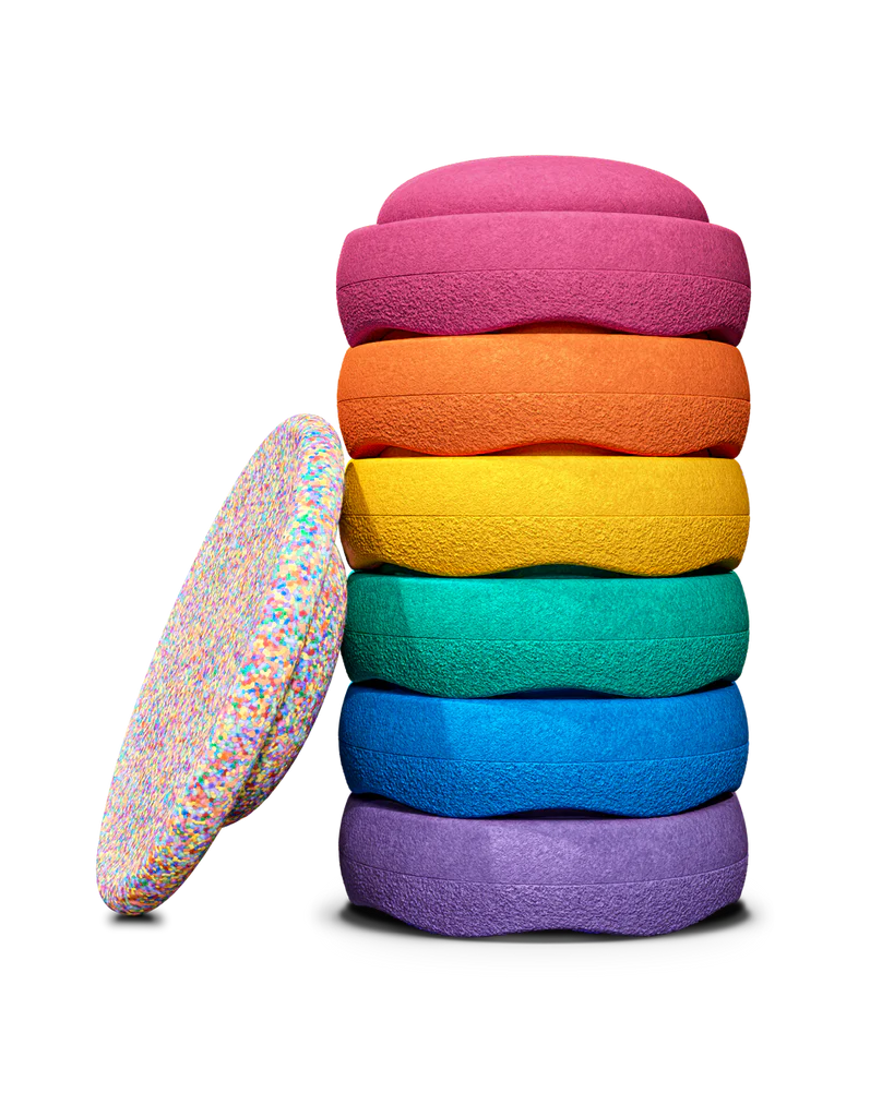 Pink Edition Regenboog Classic Bundel 6 stapelstenen + balance board afbeelding