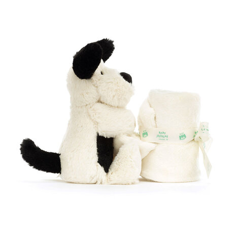 Jellycat Bashful Black & Cream Puppy Soother Knuffeldoek - Baby collectie Jellycat Bashful Black & Cream Puppy Soother Knuffeldoek - Baby collectie