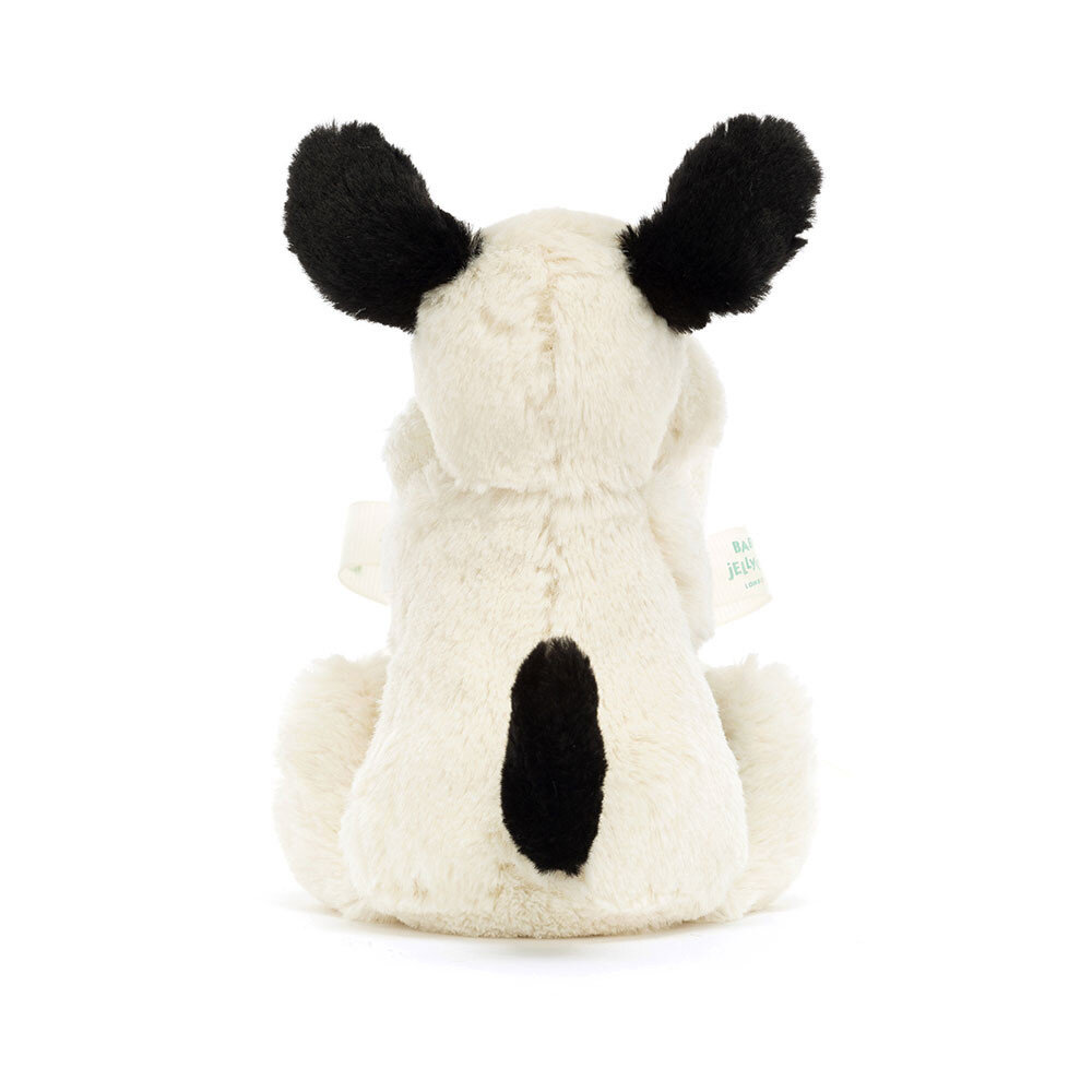 Jellycat Bashful Black & Cream Puppy Soother Knuffeldoek - Baby collectie Jellycat Bashful Black & Cream Puppy Soother Knuffeldoek - Baby collectie