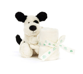 Jellycat Bashful Black & Cream Puppy Soother Knuffeldoek - Baby collectie Jellycat Bashful Black & Cream Puppy Soother Knuffeldoek - Baby collectie