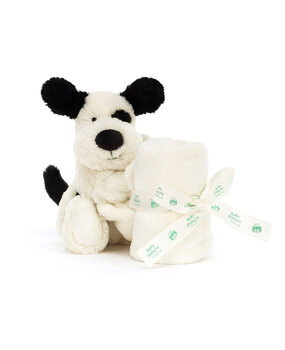 Jellycat Bashful Black & Cream Puppy Soother Knuffeldoek - Baby collectie
