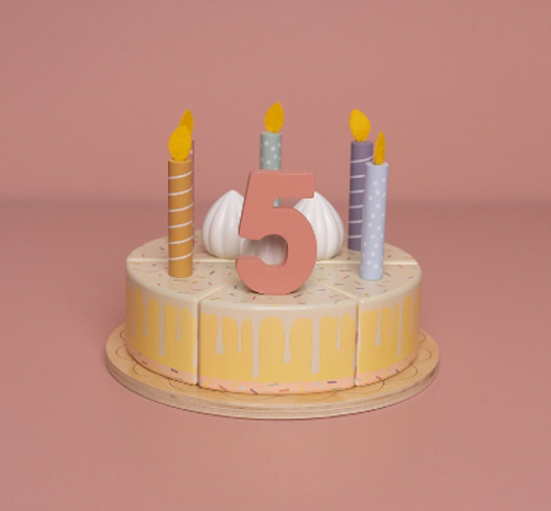 Little Dutch Houten Verjaardagstaart Roze Little Dutch Houten Verjaardagstaart Roze