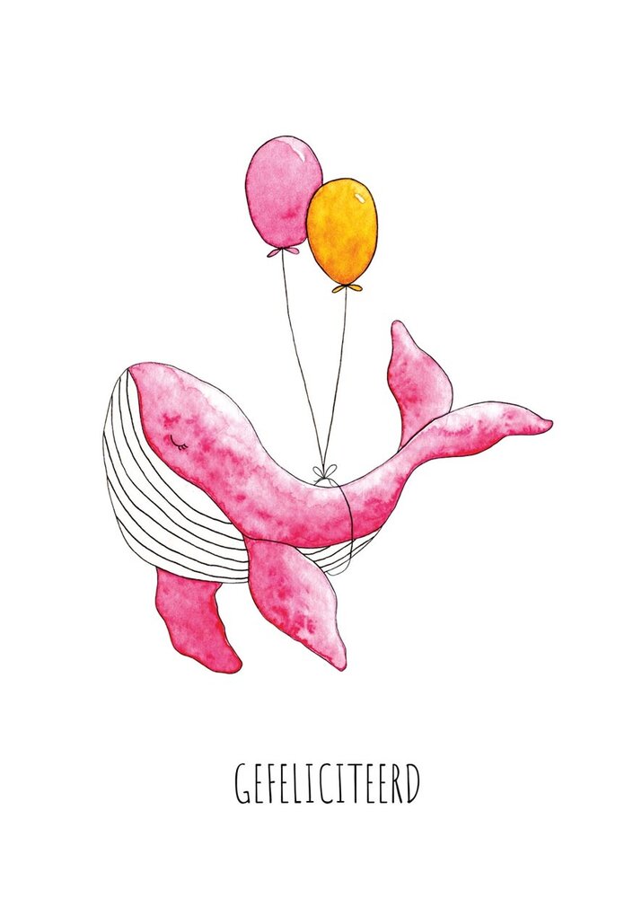 Juulz Illustrations Wenskaart Feestwalvis Gefeliciteerd Juulz Illustrations Wenskaart Feestwalvis Gefeliciteerd