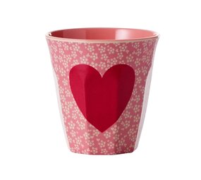 Rice Melamine Beker Heart Flower Medium Rice Melamine Beker Heart Flower Medium