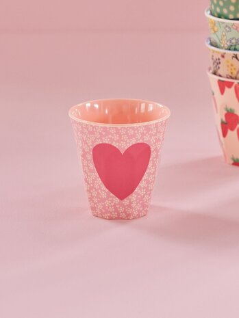 Rice Melamine Beker - Medium - Heart Flower Rice Melamine Beker - Medium - Heart Flower