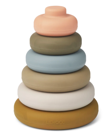 Liewood Siliconen Stapeltoren Khaki Multi Mix Liewood Siliconen Stapeltoren Khaki Multi Mix