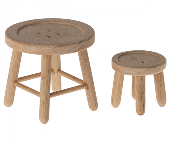 Maileg Muizen Table and stool, Tafel en stoel Maileg Muizen Table and stool, Tafel en stoel