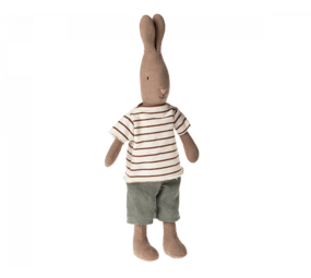 Maileg Bunny Size 2 Brown met Gestreepte blouse en broek Maileg Bunny Size 2 Brown met Gestreepte blouse en broek