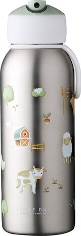 Little Dutch RVS Drinkfles Isoleerfles Flip 350 ml Farm Little Dutch RVS Drinkfles Isoleerfles Flip 350 ml Farm
