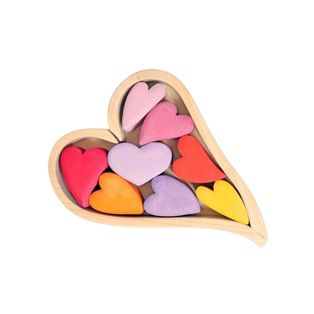 Houten Blokkenset Roze Hart afbeelding