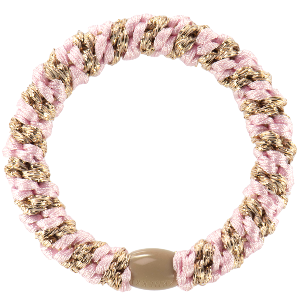 Kknekki Haarelastiekje Light Pink Beige Stripe Glitter Kknekki Haarelastiekje Light Pink Beige Stripe Glitter