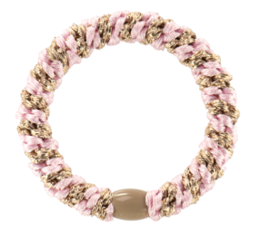Kknekki Haarelastiekje Light Pink Beige Stripe Glitter Kknekki Haarelastiekje Light Pink Beige Stripe Glitter