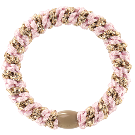 Kknekki Haarelastiekje Light Pink Beige Stripe Glitter Kknekki Haarelastiekje Light Pink Beige Stripe Glitter