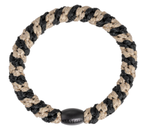 Kknekki Haarelastiekje Black Beige Stripe Glitter Kknekki Haarelastiekje Black Beige Stripe Glitter