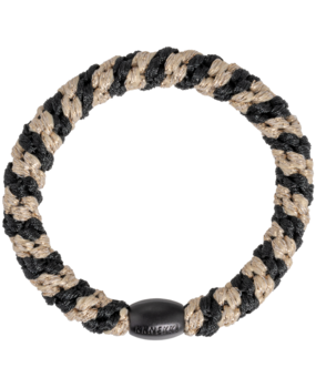 Kknekki Haarelastiekje Black Beige Stripe Glitter
