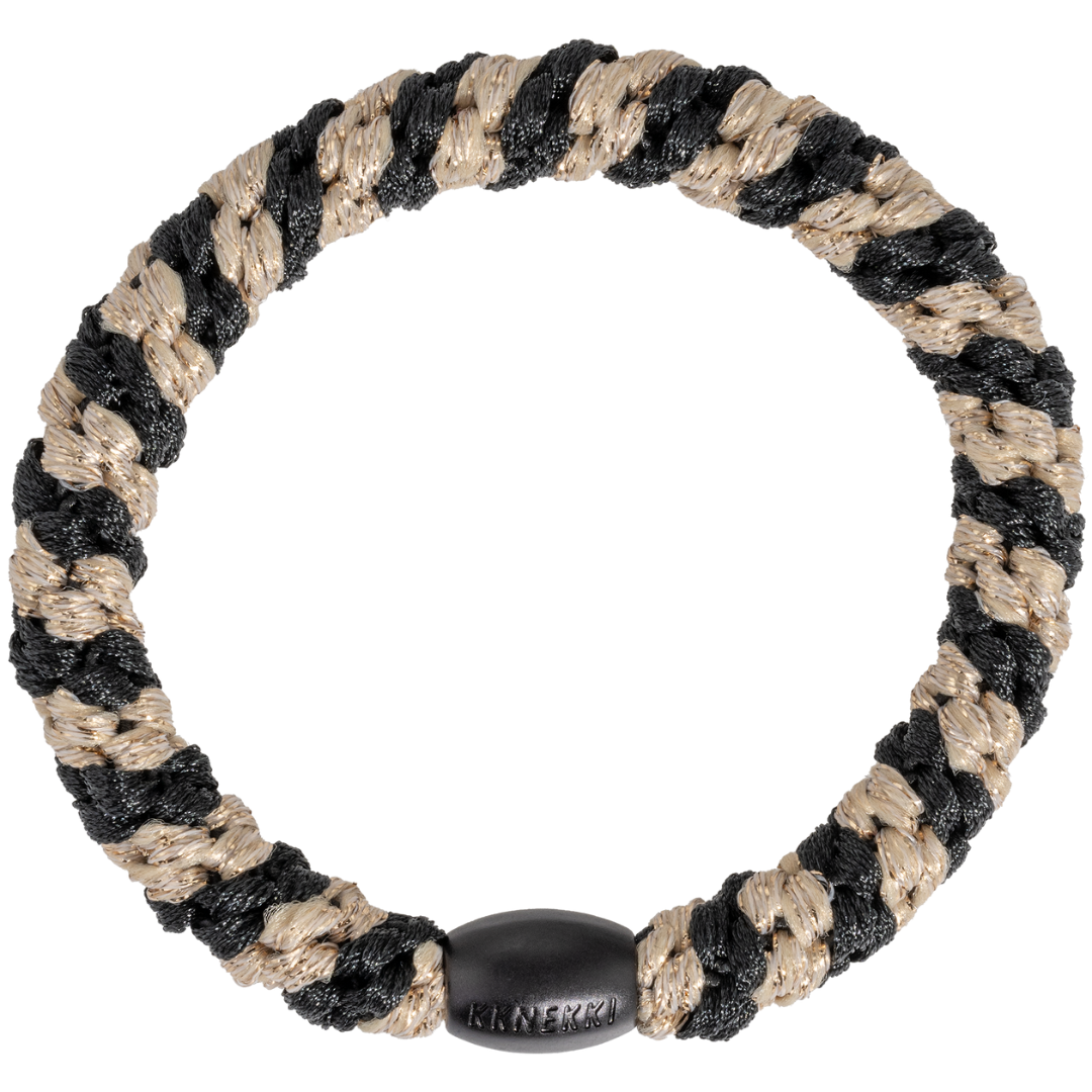 Haarelastiekje Black Beige Stripe Glitter afbeelding