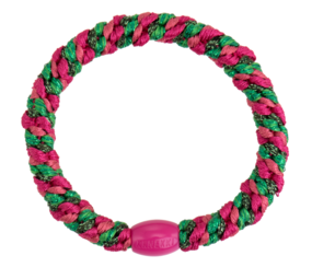 Kknekki Haarelastiekje Strong Pink Green Stripe Glitter Kknekki Haarelastiekje Strong Pink Green Stripe Glitter