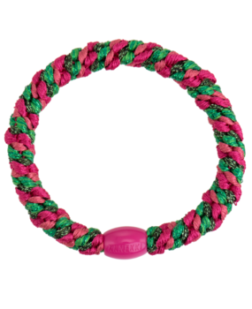 Kknekki Haarelastiekje Strong Pink Green Stripe Glitter