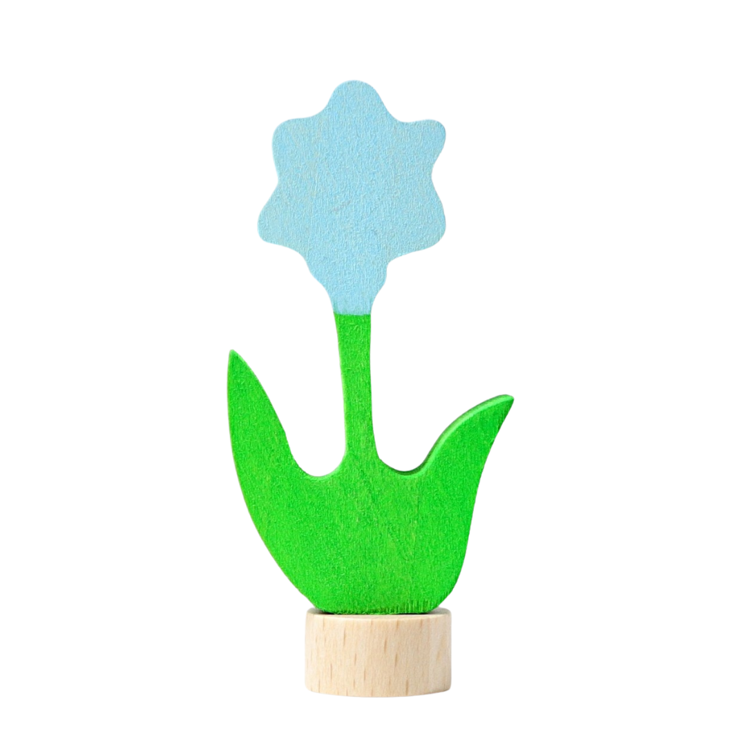 Houten Steker Bloem Blauw afbeelding
