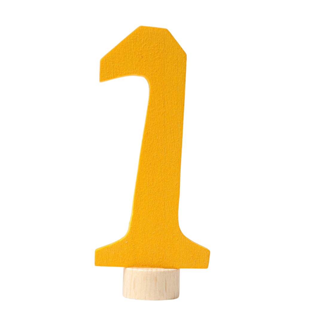 Houten Steker Antroposofisch Cijfer 1 afbeelding
