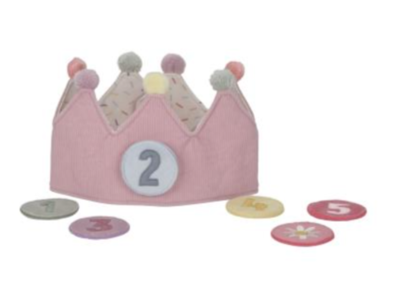 Little Dutch Verjaardagskroon van stof met cijfers roze Little Dutch Verjaardagskroon van stof met cijfers roze