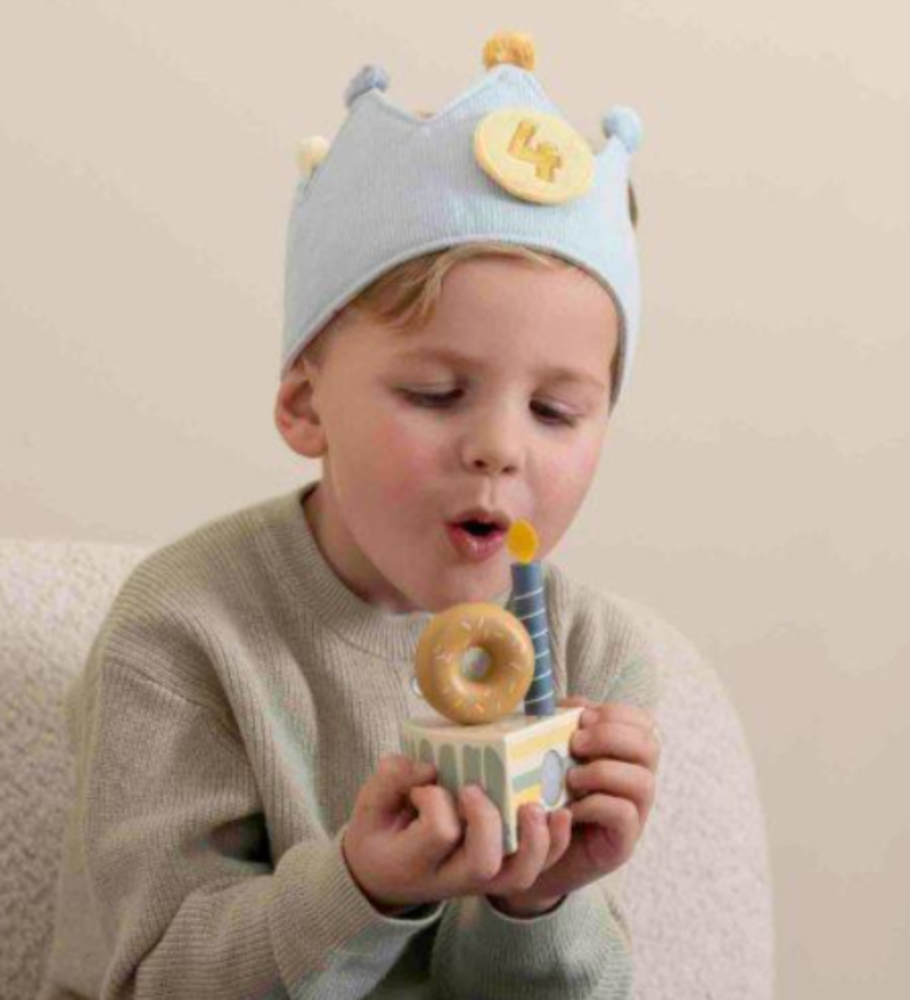 Little Dutch Verjaardagskroon van stof met cijfers blauw Little Dutch Verjaardagskroon van stof met cijfers blauw