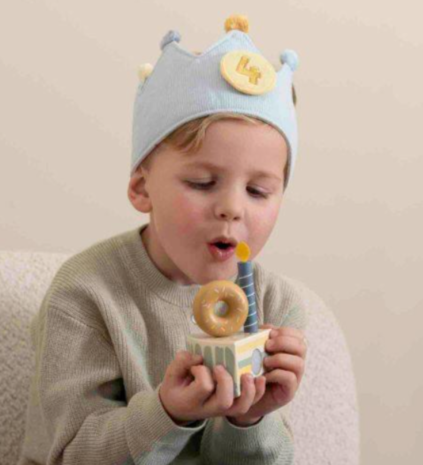 Little Dutch Verjaardagskroon van stof met cijfers blauw Little Dutch Verjaardagskroon van stof met cijfers blauw