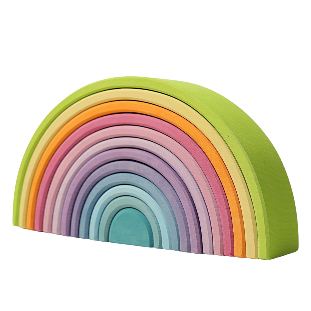 Houten Regenboog Pastel Groot afbeelding